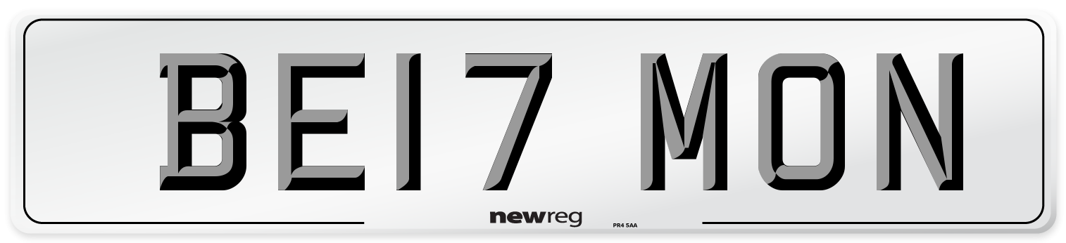 BE17 MON Number Plate from New Reg